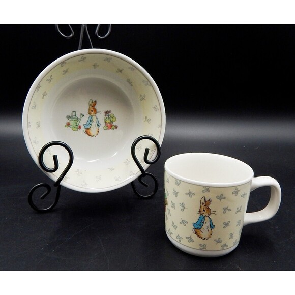 Peter Rabbit Child Plate Cup & Bowl Wedgewood England Frederick Warne & Co 1996 - Picture 1 of 11